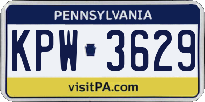 PA license plate KPW3629