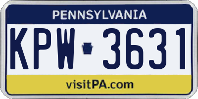 PA license plate KPW3631