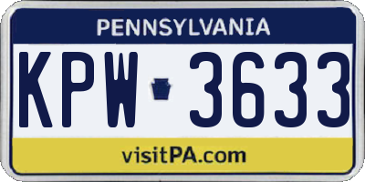PA license plate KPW3633