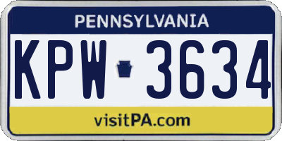 PA license plate KPW3634