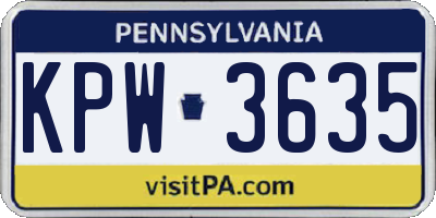 PA license plate KPW3635