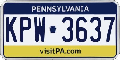 PA license plate KPW3637