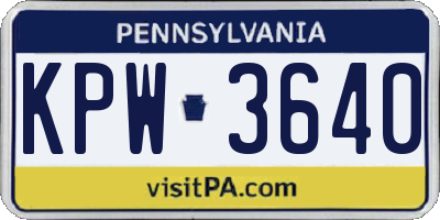PA license plate KPW3640