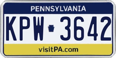 PA license plate KPW3642