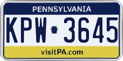 PA license plate KPW3645