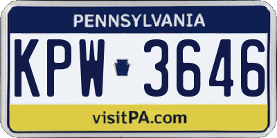 PA license plate KPW3646