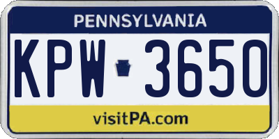 PA license plate KPW3650