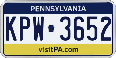 PA license plate KPW3652