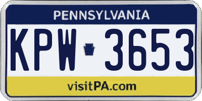 PA license plate KPW3653