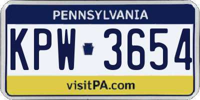 PA license plate KPW3654
