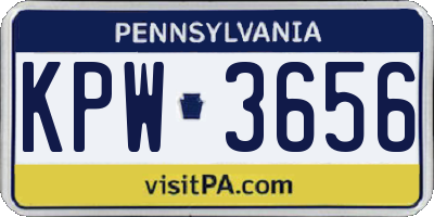 PA license plate KPW3656