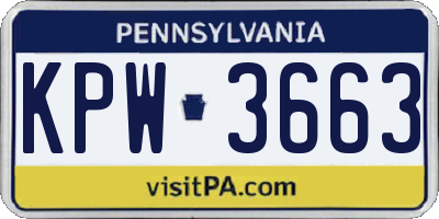 PA license plate KPW3663