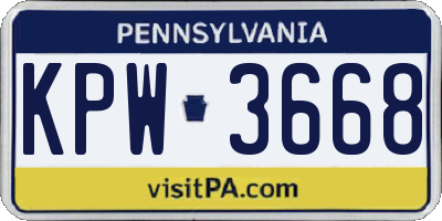 PA license plate KPW3668