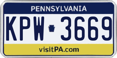 PA license plate KPW3669