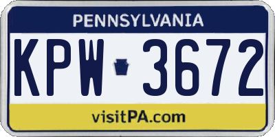 PA license plate KPW3672