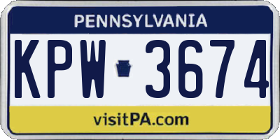 PA license plate KPW3674