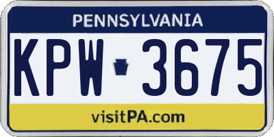 PA license plate KPW3675