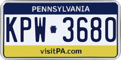 PA license plate KPW3680