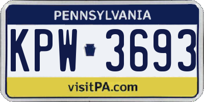 PA license plate KPW3693