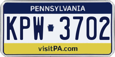 PA license plate KPW3702