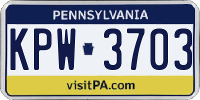 PA license plate KPW3703