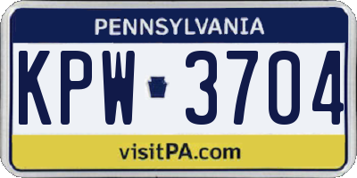 PA license plate KPW3704