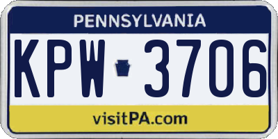 PA license plate KPW3706