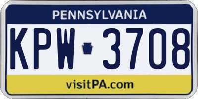 PA license plate KPW3708