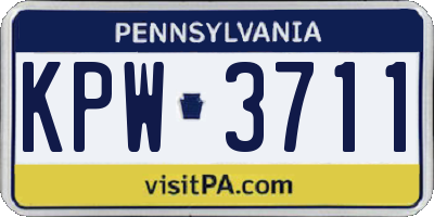 PA license plate KPW3711