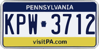 PA license plate KPW3712