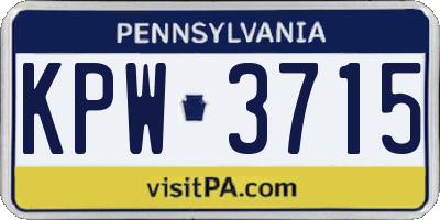 PA license plate KPW3715
