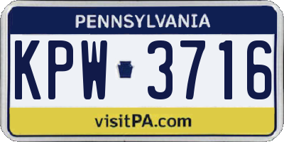 PA license plate KPW3716
