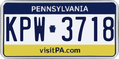 PA license plate KPW3718