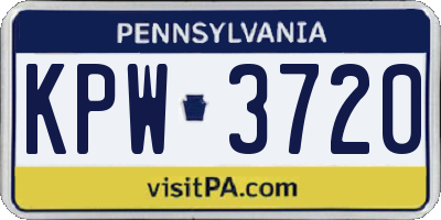 PA license plate KPW3720