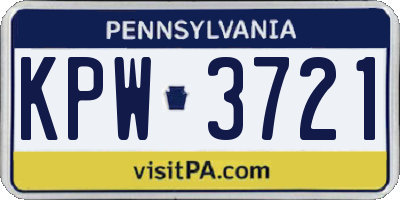 PA license plate KPW3721