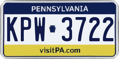 PA license plate KPW3722