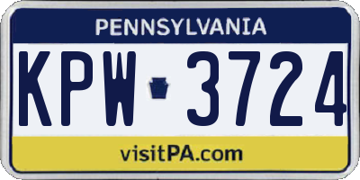 PA license plate KPW3724