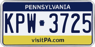 PA license plate KPW3725