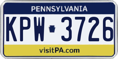 PA license plate KPW3726