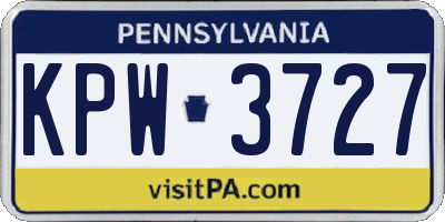 PA license plate KPW3727