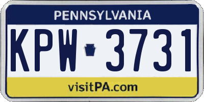 PA license plate KPW3731