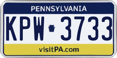 PA license plate KPW3733