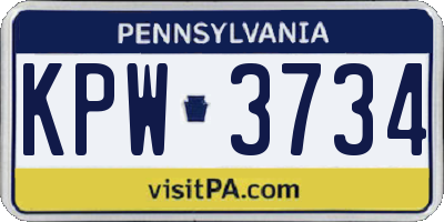 PA license plate KPW3734