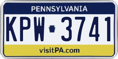 PA license plate KPW3741