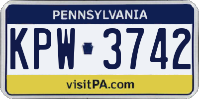 PA license plate KPW3742
