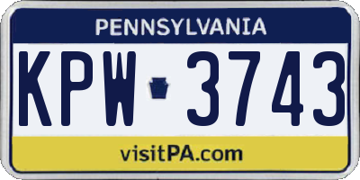 PA license plate KPW3743