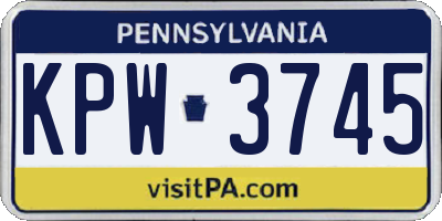 PA license plate KPW3745