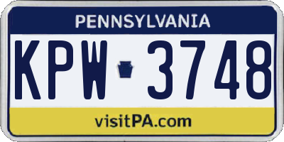 PA license plate KPW3748