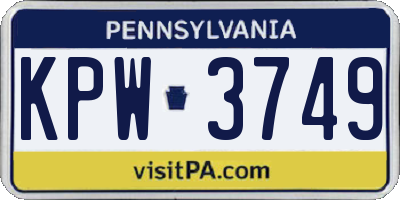 PA license plate KPW3749