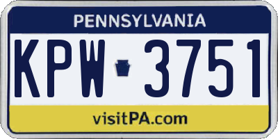 PA license plate KPW3751